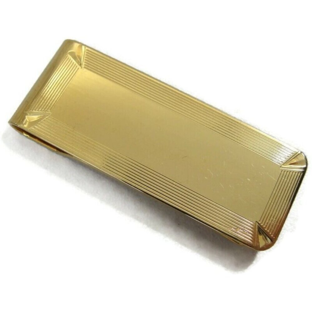 Vintage Hayward Gold Tone Money Clip Engravable Men Wallet ID